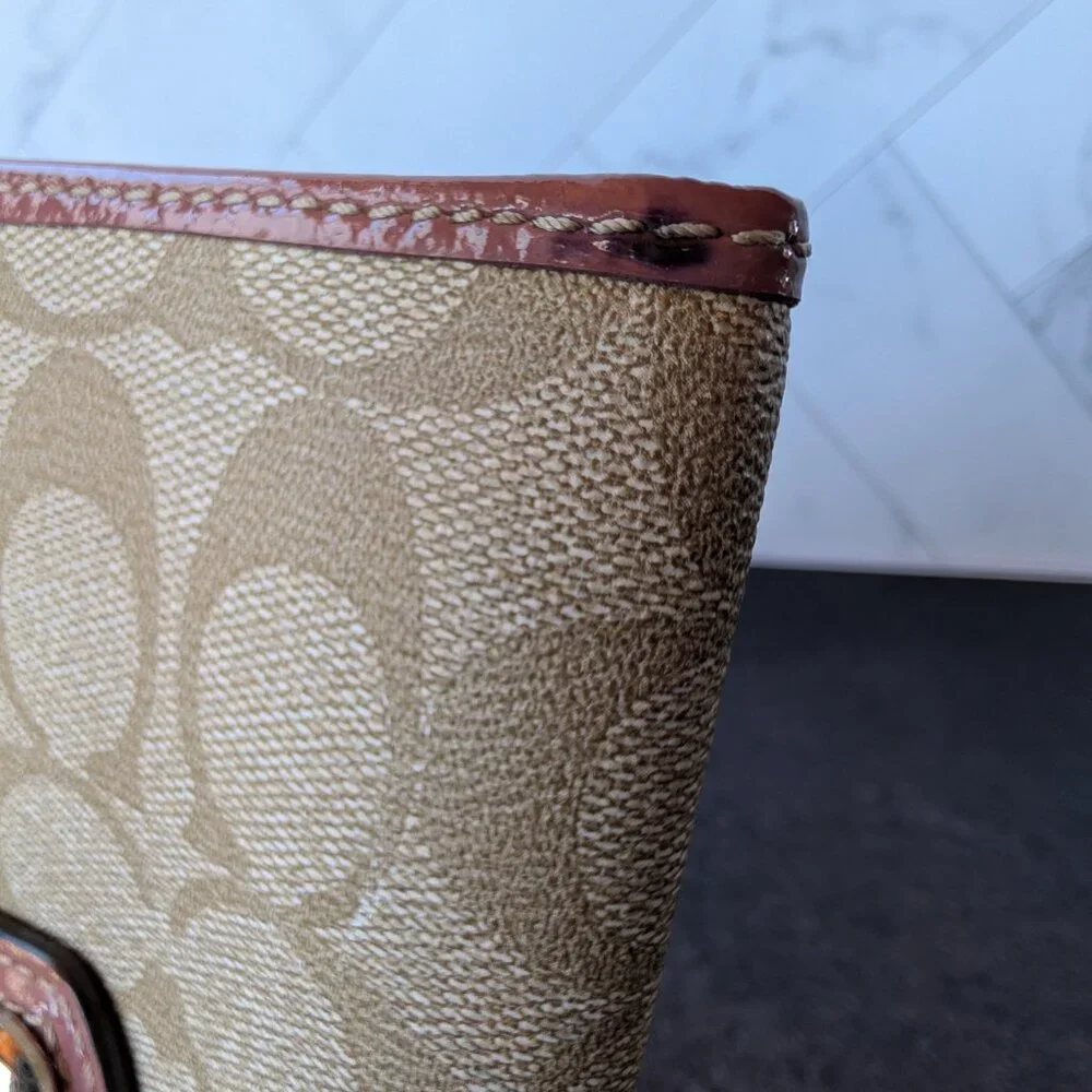 Coach Signature Canvas & Leather Snap Wallet – Pink/Brown - Picture 9 of 11